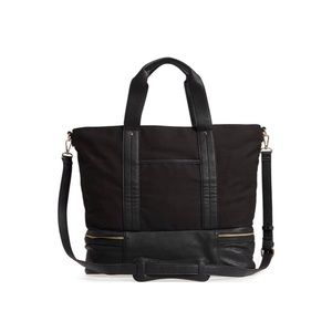 Sole Society Black Canvas & Leather weekender Travel Bag with shoe compartment